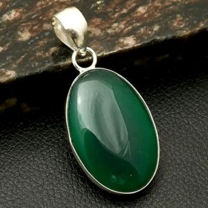Green Onyx Gemstone 925 Sterling Silver Handmade Pendant Necklace